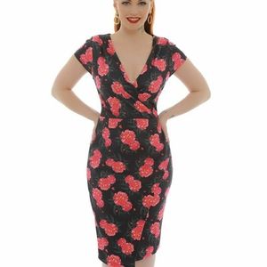 Lindy Bop camellia print wiggle size 8 UK